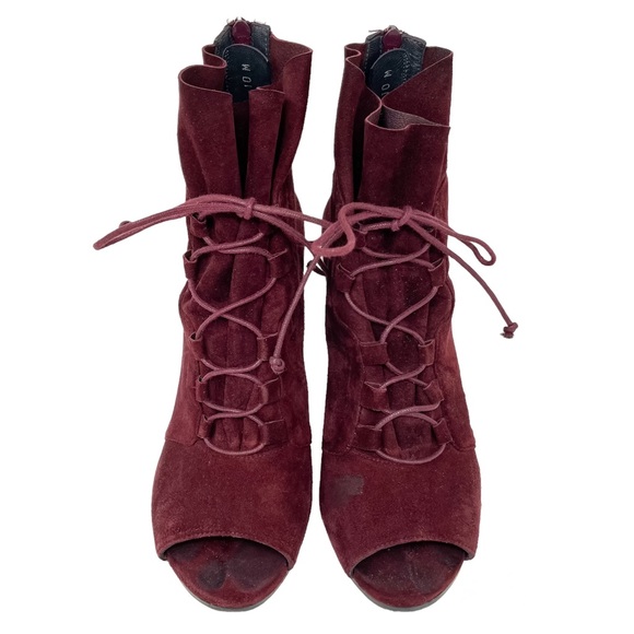 Stuart Weitzman Bound Lace-Up Peep Toe Bootie Women’s 10 - Picture 6 of 11